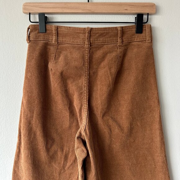 Everlane Corduroy Wide Leg Pants Size 0 Brown High Rise Organic Cotton Womens - Picture 7 of 9